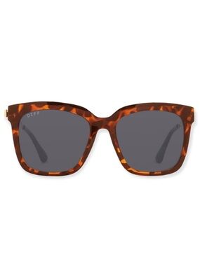 DIFF Hailey Sunglasses Tortoise Gold Frame Grey Lenses Oversized Square NWT